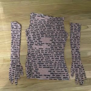 Trendy Lyrical print Top with Gloves